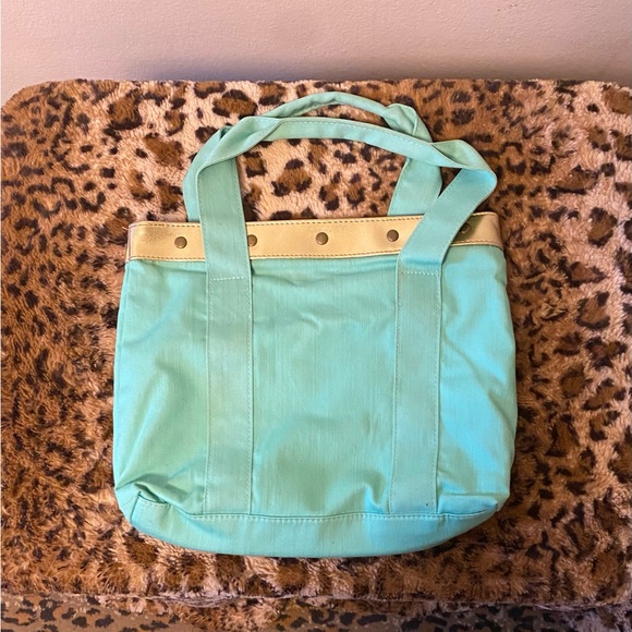 NWT Vintage Betsey Johnson Tote Purse in mint green with leopard lining. - Picture 2 of 5